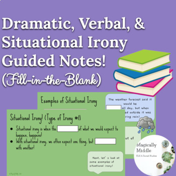 Preview of Types of Irony Guided Notes! (Fill-in-the-Blank Style!)