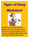 Types of Irony Worksheet for Grades 9-12