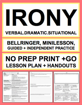 Preview of Types of Irony in Literature No Prep Introductory Lesson & Worksheets