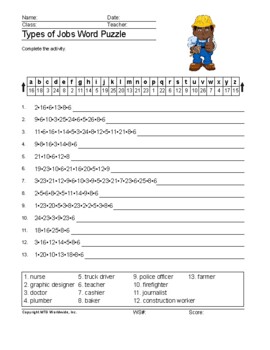 types of jobs word search and vocabulary puzzle worksheets by lesson machine