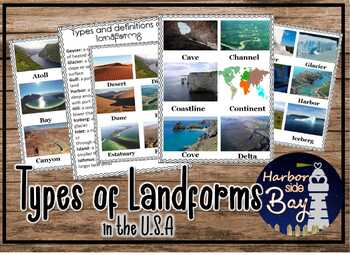 Preview of Types of Landforms Pictures Task Cards and Informational Text
