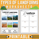Types of Landforms Worksheets | Identify the Landforms