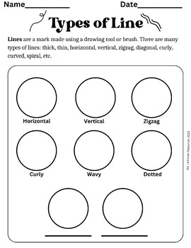 Preview of Types of Line Worksheet | Line Art Lesson