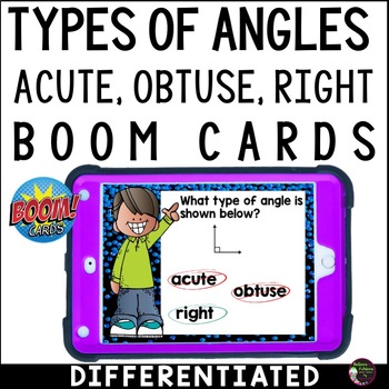 Preview of Types of Angles Acute Obtuse Right  BOOM™ Cards