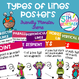 Types of Lines Math Posters with a Friendly Monster Theme