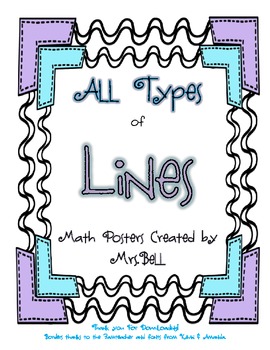 Preview of Types of Lines Mini Math Posters Freebie