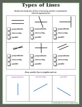 Preview of Types of Lines ( parallel, intersecting, or perpendicular)