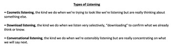 Preview of Types of Listening Lesson and Chart