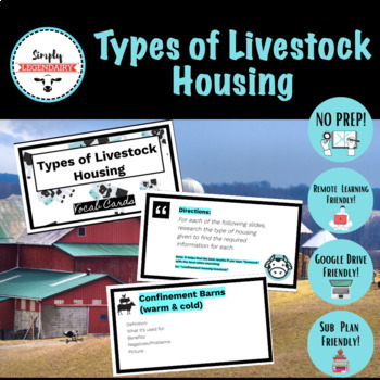 Preview of Types of Livestock Housing Vocab Cards- NO PREP! Animal Science Agriculture