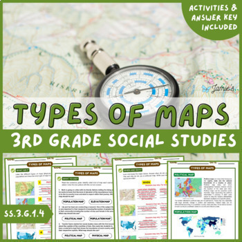 Preview of Types of Maps Activity & Answer Key 3rd Grade Social Studies