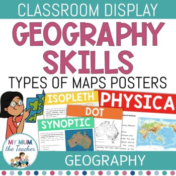 Preview of Types of Maps: Classroom Posters - Geography Skills
