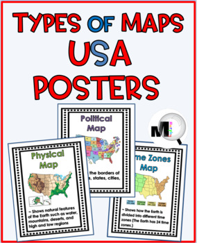 Preview of Types of Maps Posters Map Skills