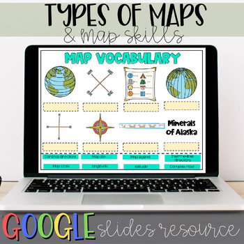 Preview of Types of Maps & Map Skills Pack - Digital Using Google Slides  Distance Learning