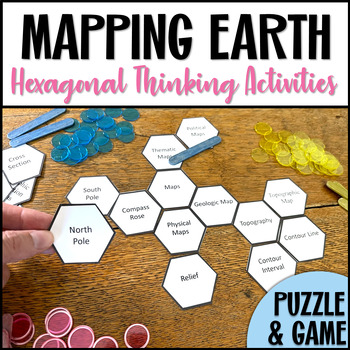 Preview of Types of Maps and Map Terms Hexagonal Thinking Activity Puzzle and Review Game