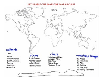 types of maps and world map labeling lesson tpt