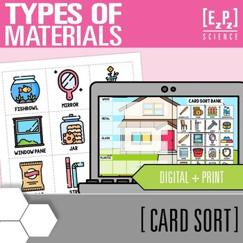 Preview of Types of Materials Card Sort Activity | Digital + Print Science Card Sorts