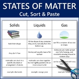 Types (States) of Matter Cut, Sort and Paste Science Worksheet