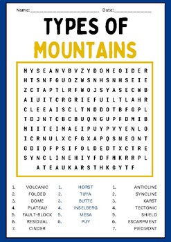 Types Of Mountains Word Search Puzzles Worksheet Activity TPT   Original 10703553 1 