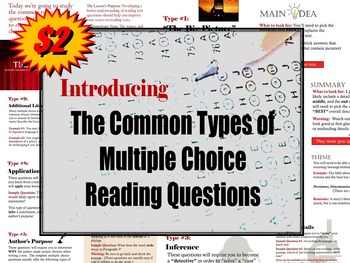 Preview of Introducing Types of Multiple Choice Reading Questions (& Practice)