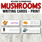 Types of Mushrooms Writing Cards in Cursive AND Print
