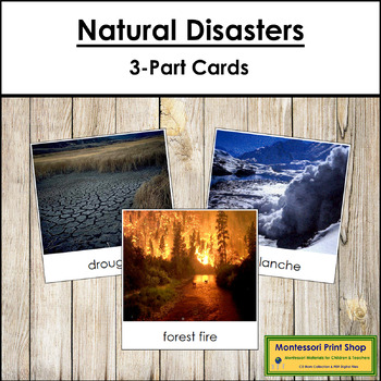 Types of Natural Disasters 3-Part Photo Cards - Montessori Nomenclature