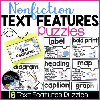 Preview of Types of Nonfiction Text Features Puzzles, Fun Independent Reading Activity