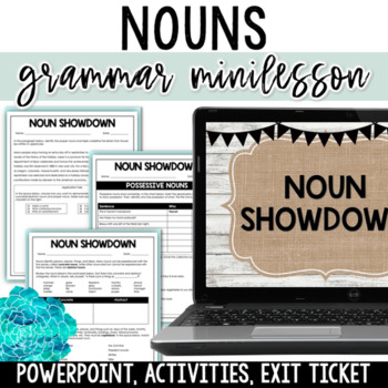 Preview of Types of Nouns Lesson & Worksheets - Common, Proper, Plural, Possessive, & More!