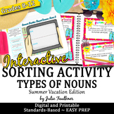 Types of Nouns Sorting Game for Summer, Printable and Digital