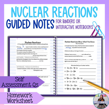 Preview of Types of Nuclear Reactions Lesson and Guided Notes