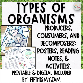 Preview of Types of Organisms Reading Notes and Activity Pack | Digital Included