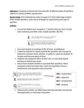 Preview of Types of PARCC Questions - Set 2: Text Structure