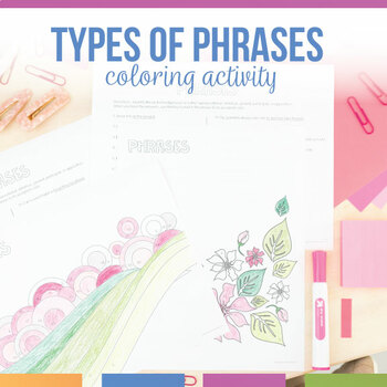 Preview of Types of Phrases Coloring Sheets Infinitive, Gerund, Participial, Appositive