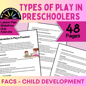 Preview of Types of Play in Preschoolers - FACS Child Development Lesson - Teacher Tested