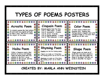 Preview of Types of Poems Posters