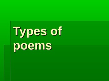 Types of Poems PowerPoint by Kristin Brons | Teachers Pay Teachers