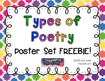 Preview of Types of Poetry ~ Poster Set FREEBIE!