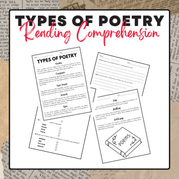 Preview of Types of Poetry Reading Comprehension | National Poetry Month Activities