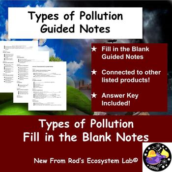 Preview of Types of Pollution Fill in the Blank Guided Notes w/Answer Key **Editable**