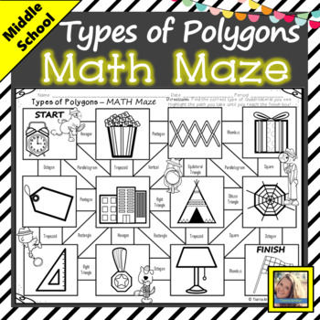 Preview of Types of Polygons Math Maze Free Digital Activity Distance Learning