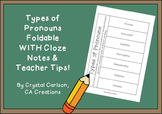 Types of Pronouns Foldable WITH Cloze Notes, Answer Key, a