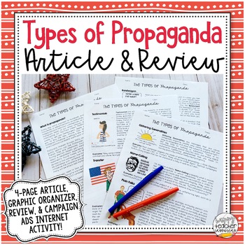 Preview of Types of Propaganda Techniques Article & Review | Civics & American Government