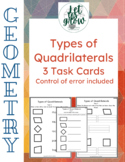 Types of Quadrilaterals - 3 Task Cards - Control of error 