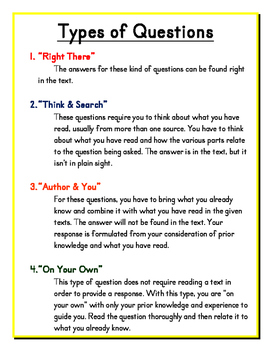 Types Of Questions By Merry Heart Consultants Teachers Pay Teachers