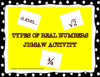 Preview of Types of Real Numbers Jigsaw Activity