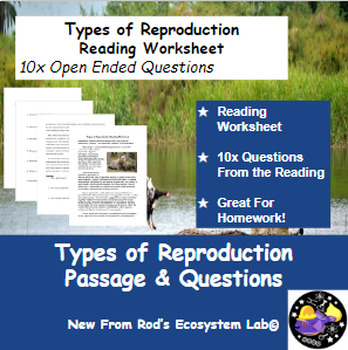 Preview of Types of Reproduction Reading Worksheet w/Answer Key **Editable**