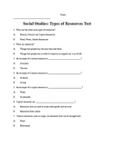 Types of Resources - Social Studies Assessment