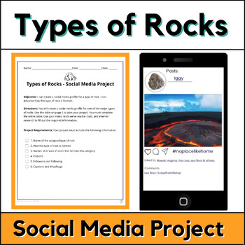 Preview of Types of Rocks Project - Social Media Profile - Planning Worksheets & Template