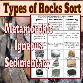 Types of Rocks Sort Cut and Paste by Scienceisfun | TpT