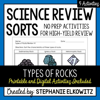 Preview of Types of Rocks and Rock Cycle Review Sort | Printable, Digital & Easel