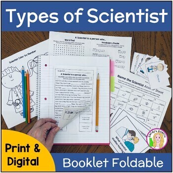 Preview of Types of Scientist Booklet Foldable, 4 Activities and Anchor Chart